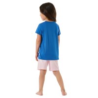 SCHIESSER Girls Pajamas - Short Sleeve, Children, Organic Cotton, Animal Motif Blue/Light Pink 116