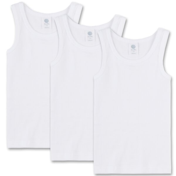 Sanetta 3er Pack Jungen Unterhemd Shirt ohne Arm Tank Top Basic - Weiß