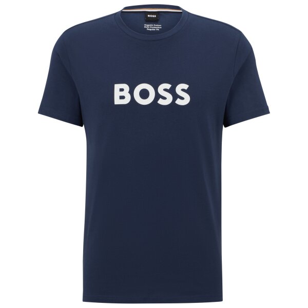 BOSS Mens T-shirt - RN T-shirt, round neck, short sleeve, large logo print, cotton Navy 2XL (XX-Large)