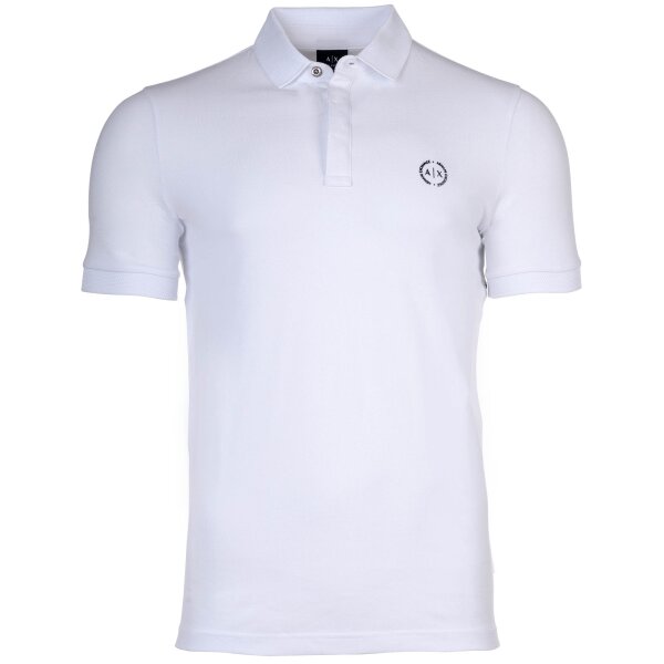 A|X ARMANI EXCHANGE Mens Polo Shirt - Slim fit, Solid Color, Cotton Stretch White S (Small)