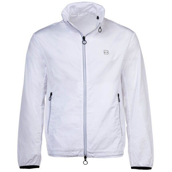 A|X ARMANI EXCHANGE Mens Windbreaker - Light jacket, zipper, pockets, solid color White XL (X-Large)