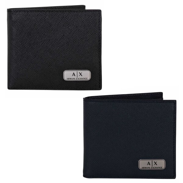 A|X ARMANI EXCHANGE Herren Geldbeutel - Bifold, Echtleder, Saffiano-Leder, 10x11,5x2cm (HxLxB)