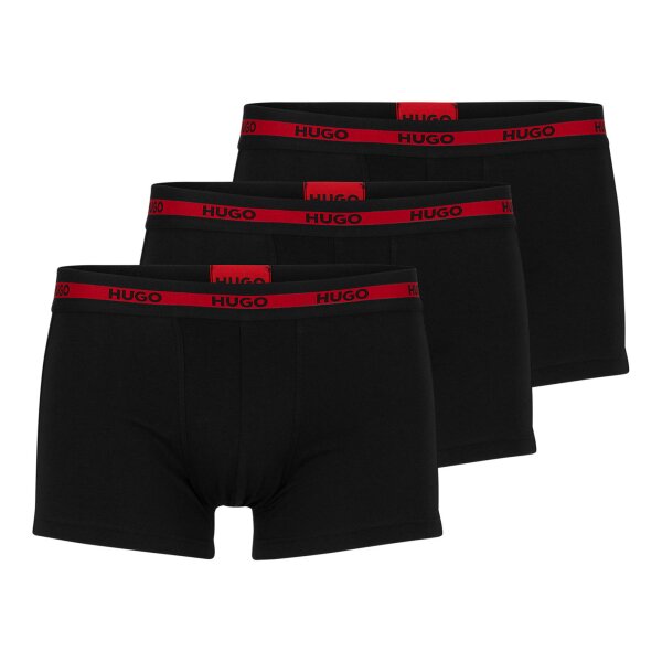 HUGO Mens Boxer Shorts, 3-pack - TRUNK TRIPLET PLANET, Logo, Cotton Stretch Black S (Small)