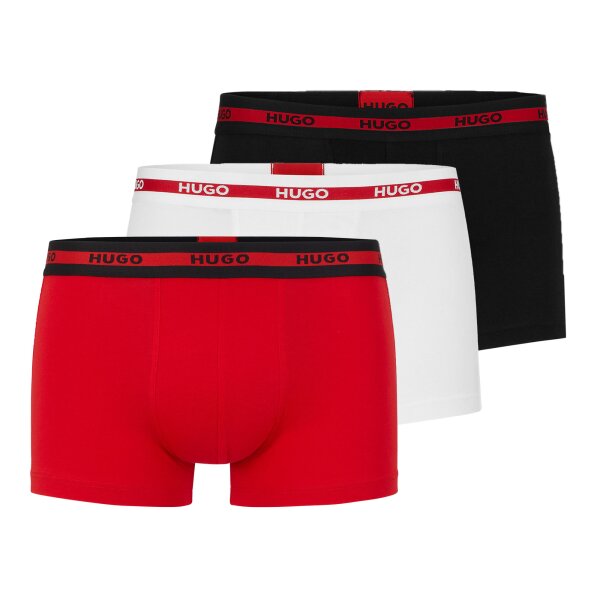 HUGO Mens Boxer Shorts, 3-pack - TRUNK TRIPLET PLANET, Logo, Cotton Stretch Black/Red/White 2XL (XX-Large)