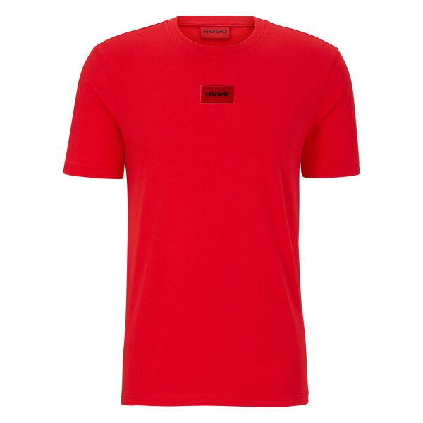 HUGO Herren T-Shirt - Diragolino212 Rundhals, Logo,1/2-Arm, Baumwolle Rot (Open Pink) M