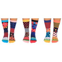 United Oddsocks Ladies Socks, 6 Socks Pack - Stockings, Motto Flower Box 37-42 (UK 6,5-10,5)