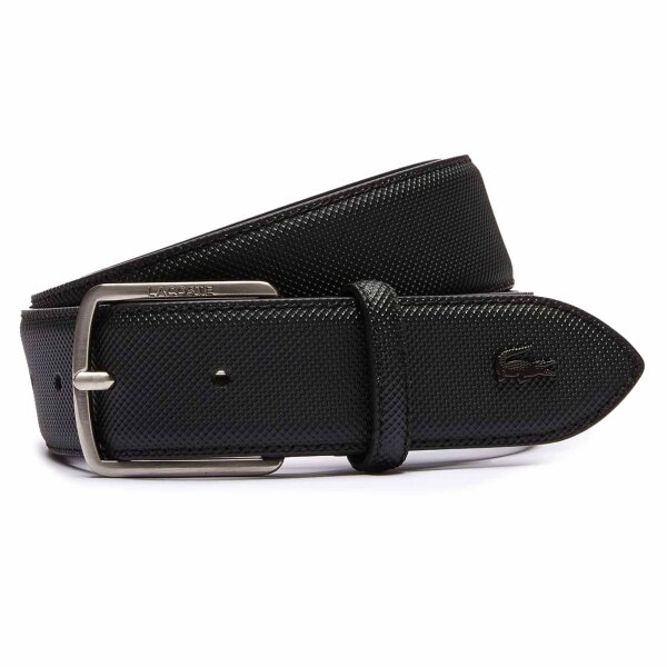 LACOSTE Mens Belt - Piqué Canvas, 35 mm, Pin Buckle, Synthetic Leather, Stitched Edge