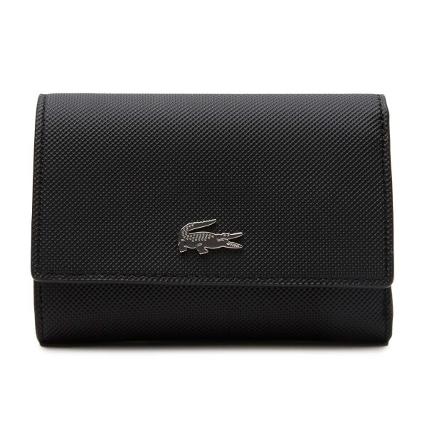 LACOSTE Damen Geldbörse - Compact Wallet, Kunstleder,11,5x22x1cm (HxLxB) Schwarz