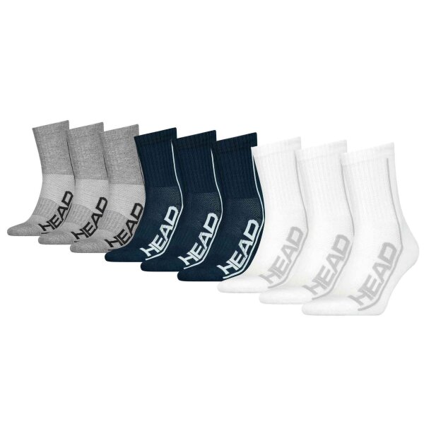 HEAD Unisex Crew Socken, 9er Pack - PERFORMANCE SHORT CREW ECOM, Mesh, Logo