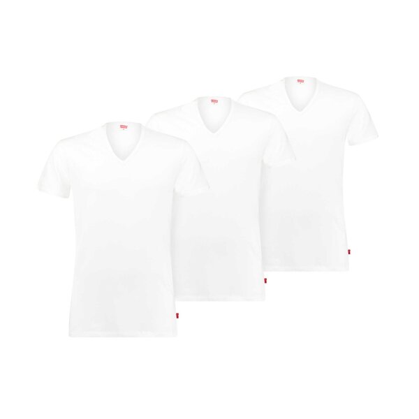 Levis Men T-Shirt, 3 Pack -  EOCM, V-neck, short sleeve, solid color White L (Large)