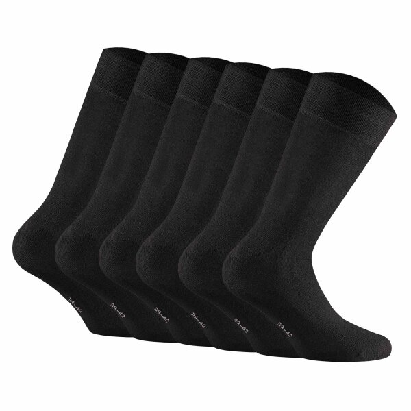 Rohner Basic Unisex Socken, 6er Pack - Cotton, Kurzsocken, einfarbig Schwarz 35-38