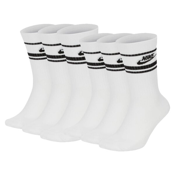 NIKE Unisex 6-Pack Sports Socks - Everyday Essential Stripe, uni White/Black 34-38 (UK 2-5)