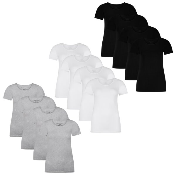 Bamboo basics Damen T-Shirt KATE, 4er Pack - Unterhemd, Rundhals, Single Jersey