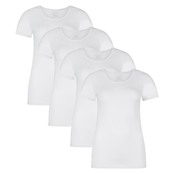 Bamboo basics Ladies T-Shirt KATE, pack of 4 - undershirt, crew neck, Single Jersey White S (Small)