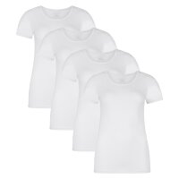 Bamboo basics Damen T-Shirt KATE, 4er Pack - Unterhemd, Rundhals, Single Jersey Weiß S