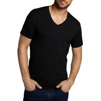 Bamboo basics Herren T-Shirt VELO, 4er Pack - Unterhemd, V-Neck, Single Jersey Schwarz XL