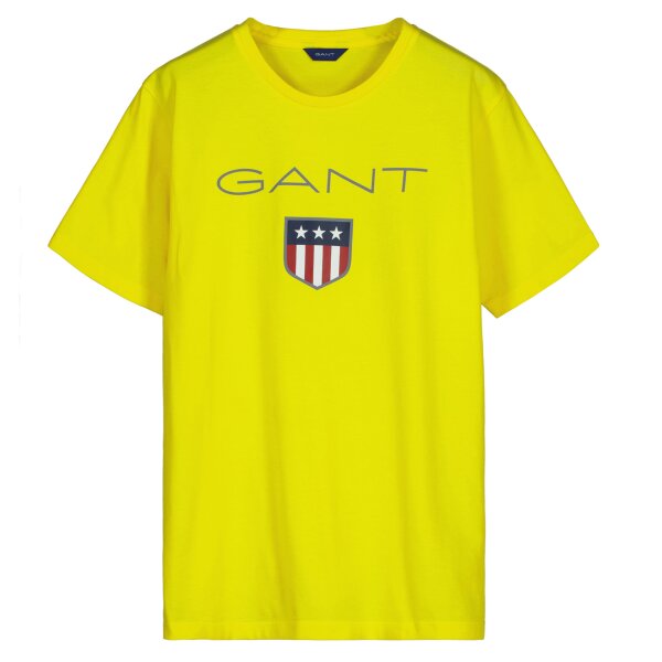 GANT Boys T-Shirt - Teen Boys SHIELD Logo, short-sleeved, round neck, cotton, uni Yellow (Sun Yellow) 170