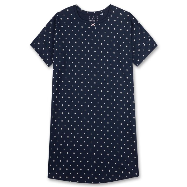 Sanetta Girls Nightgown - Nightwear, Cotton, Dots, Bow, Round Neck, short