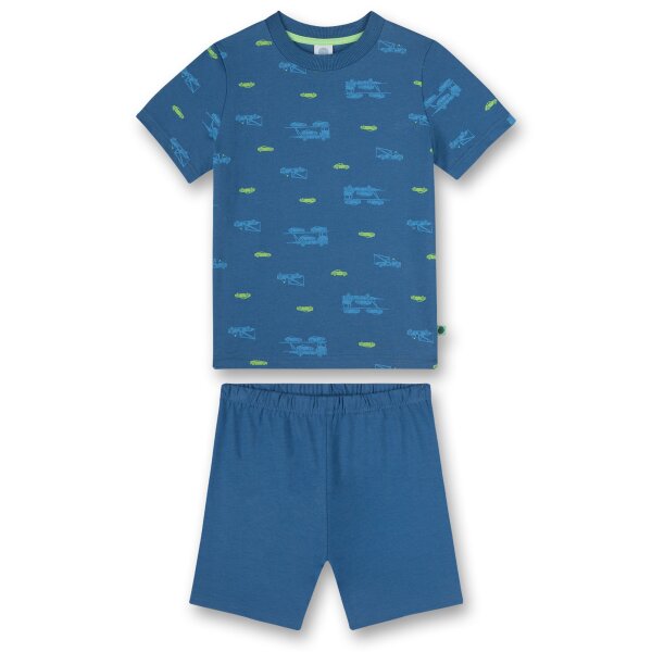 Sanetta Boys Pajamas - Nightwear, Organic Cotton, Round Neck, Car, Logo, short