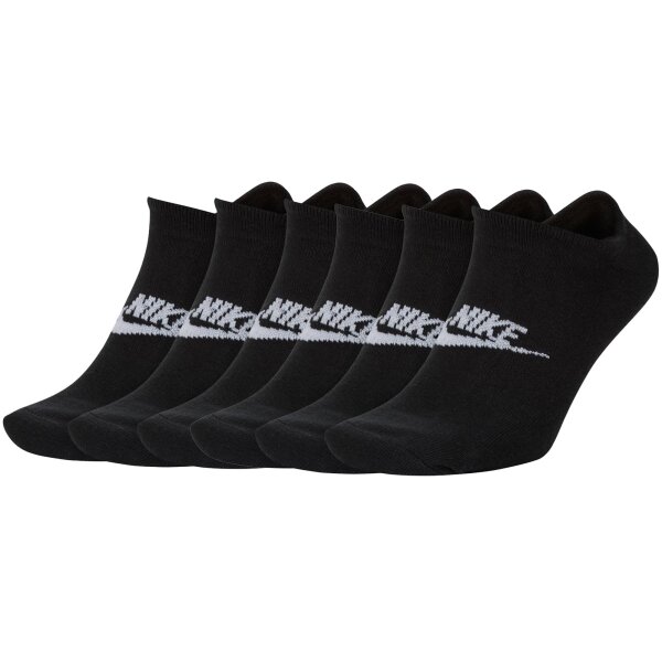NIKE Unisex 6-Pack Sneaker Sports Socks - Everyday Essential, Logo, uni Black 34-38 (UK 2-5)