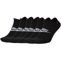 NIKE Unisex 6er Pack Sneaker Sportsocken - Everyday Essential, Logo, einfarbig Schwarz 34-38