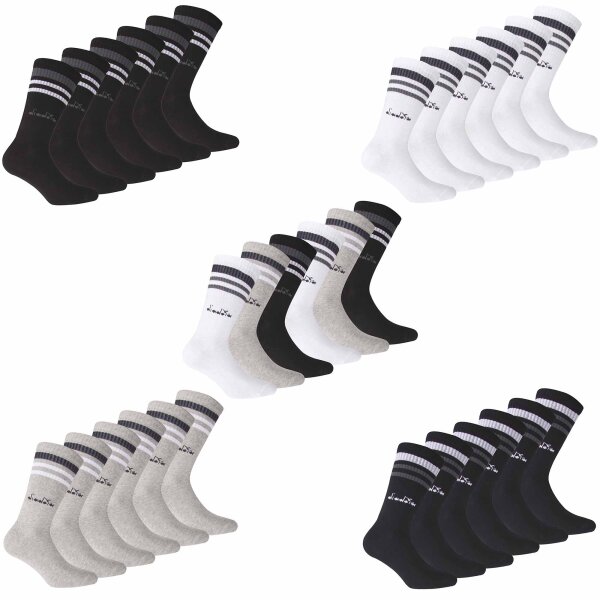 Diadora Unisex Tennis Socks - 3 Pack, Logo, Stripes