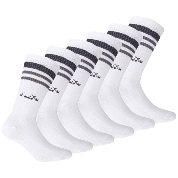 Diadora Unisex Tennis Socks - 3 Pack, Logo, Stripes White 39-42
