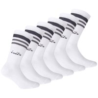 Diadora Unisex Tennissocken - 6er Pack, Logo, Streifen Weiß 43-46