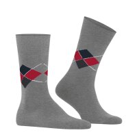 Burlington Herren Socken - King, Bio-Baumwolle, Rautenmuster Grau/Dunkelblau/Rot 40-46