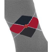 Burlington Mens Socks - King, Organic Cotton, Argyle Pattern Grey/Dark Blue/Red 40-46