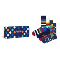 Happy Socks 4er Pack Unisex Socken - Geschenkbox, Classics, gemischte Farben Navy 36-40