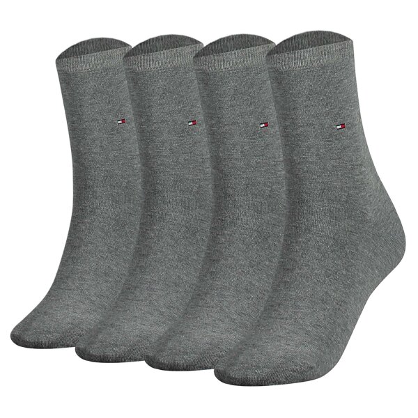 TOMMY HILFIGER Women Socks, Pack of 4 - Classic, Stockings, plain Light grey 39-42