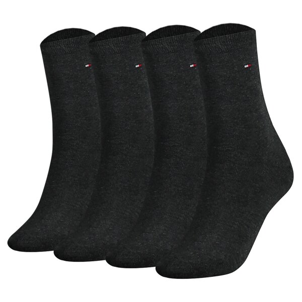 TOMMY HILFIGER Damen Socken, 4er Pack - Classic, Strümpfe, einfarbig Grau 35-38