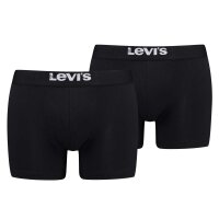 Levis Herren Boxershorts, 2er Pack - Solid Basic Boxer Brief Organic, Logobund Schwarz M