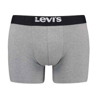 Levis Herren Boxershorts, 2er Pack - Solid Basic Boxer Brief Organic, Logobund Grau Melange 2XL