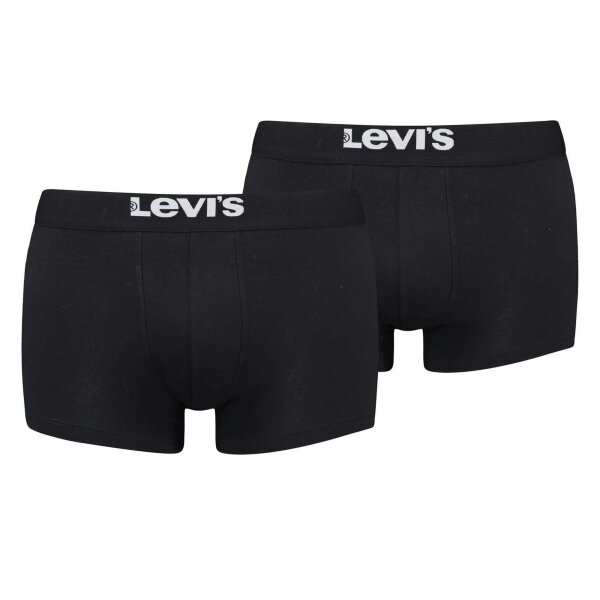 Levis Mens Solid Basic Trunk Organic, Pack of 2, Boxer Shorts, Logo Waistband Black M (Medium)