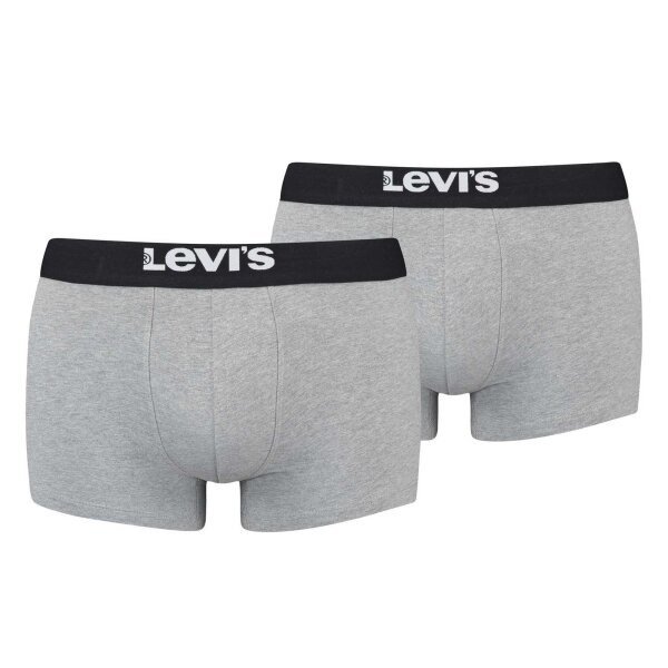 Levis Mens Solid Basic Trunk Organic, Pack of 2, Boxer Shorts, Logo Waistband Grey Melange M (Medium)