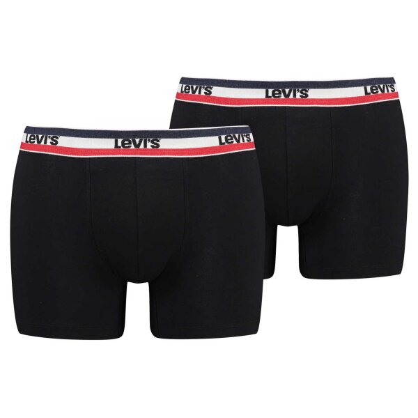 Levis Herren Boxershorts, 2er Pack - Sportswear Boxer Brief Organic, Logobund Schwarz M