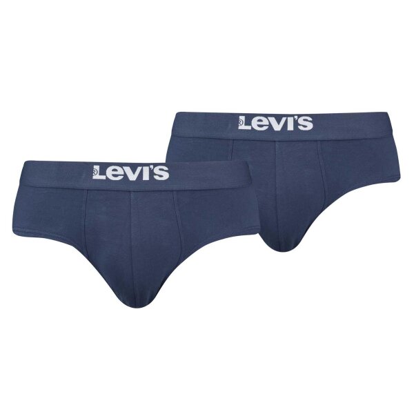 Levis Mens Solid Basic Brief Organic, Pack of 2 Slips,Logo Waistband Blue M (Medium)