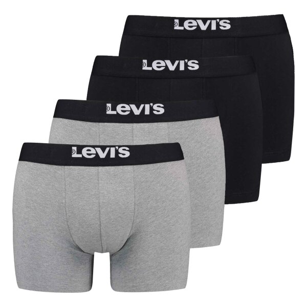 Levis Herren Boxershorts, 4er Pack - Solid Basic Boxer Brief ECOM, Organic Schwarz/Grau M