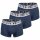 BIKKEMBERGS Mens Boxer Shorts, 3-Pack - TRI-PACK TRUNKS, Stretch Cotton, Logo Waistband