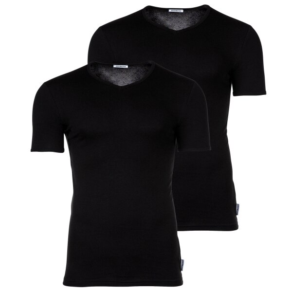 BIKKEMBERGS Mens T-Shirt, 2-Pack - BI-PACK T-SHIRT, Undershirt, V-Neck, Cotton Stretch Black XL (X-Large)