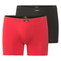 GÖTZBURG Mens Boxer Shorts, 2-Pack - Cyclists, Underwear, Underpants, Cotton, Logo, solid color Red/Black XL (X-Large)
