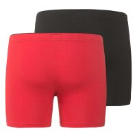 GÖTZBURG Mens Boxer Shorts, 2-Pack - Cyclists, Underwear, Underpants, Cotton, Logo, solid color Red/Black XL (X-Large)