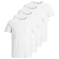 JACK&JONES Herren T-Shirt, 4er Pack - JACBASIC CREW NECK TEE, Kurzarm, einfarbig, Baumwolle Weiß S