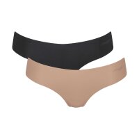 Sloggi Damen String, 2er Pack - Zero Microfibre 2.0 Hipstring, Mikrofaser, einfarbig Schwarz/Nude L