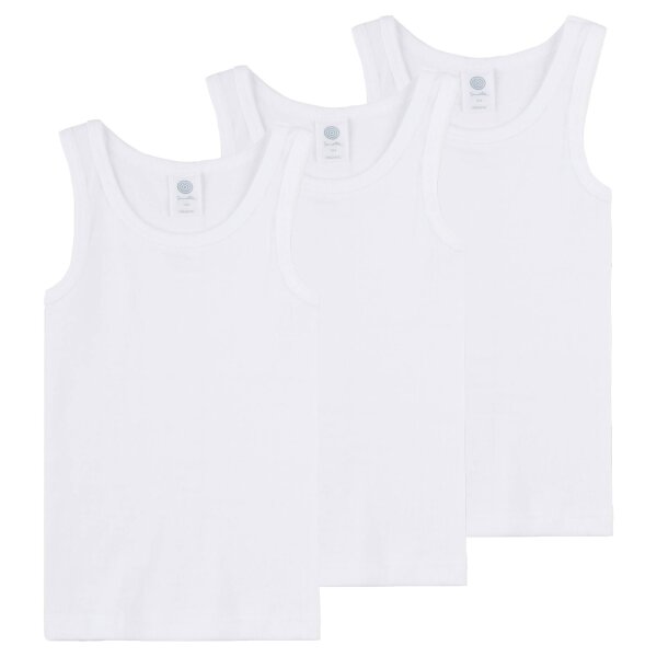 Sanetta Jungen Unterhemden 3er Pack - Tank Top, Basic, Organic Cotton, einfarbig Weiß 116 (4-5 Years)