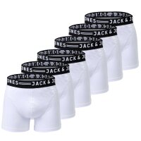 JACK&JONES Herren Boxer Shorts, 6er Pack - SENSE TRUNKS, Baumwoll-Stretch Weiß 2XL
