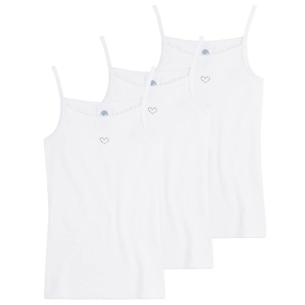 Sanetta Mädchen Unterhemden 3er Pack - Basic Shirt mit Herzmotiv, Organic Cotton (Bio)