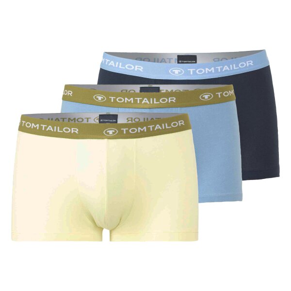 TOM TAILOR Mens Trunks, 3-Pack - Hip Pants, Underwear, Underpants, Cotton, Logo, solid color